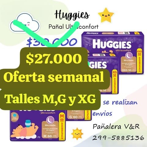 Pañales Huggies Ultraconfort talle G