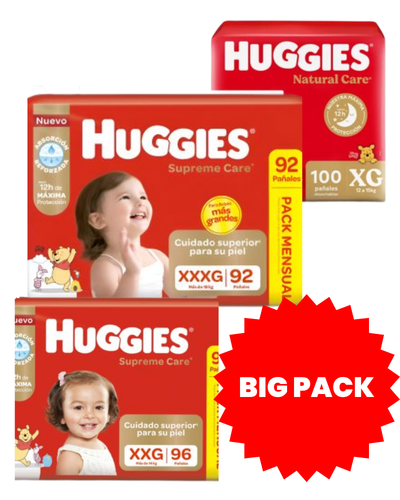 Pañales Premium Huggies Natural Care Bigpack